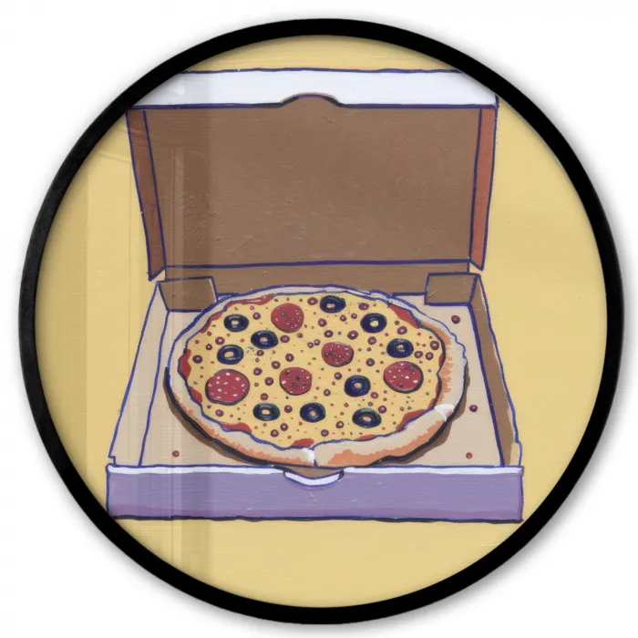 Pizza - Doos - Salami - Illustratie Fotolijst rond zonder passe partout klein -3d
