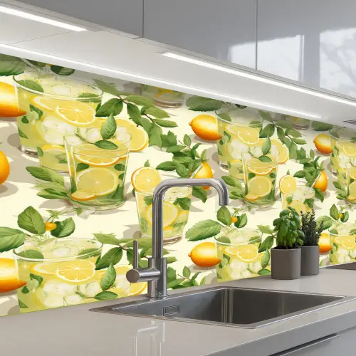Citroen - Drankje - Glas - Munt keuken achterwand 2 middel 871 -3d_schuin