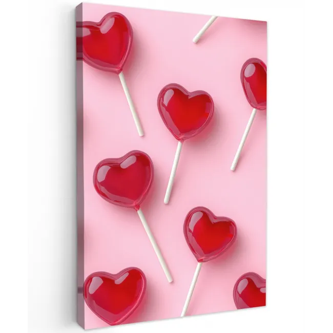 Lollies - Hartjes - Roze Tuinposter op houten frame 2 cm dik klein -3d