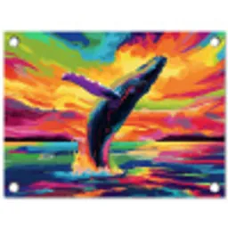 Zonsondergang - Walvis - Geschilderd - Kleurrijk tuinposter los doek klein -3d