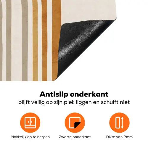 Minimalistisch - Boog - Lijnen - Beige Inductie beschermer vinyl 3mm klein -zzzzzzz-td-onderkant