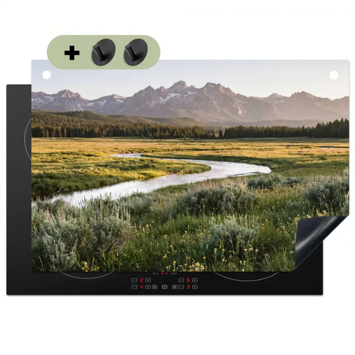 Berglandschap - Rivier - Bos Inductie beschemer met haakjes klein -3d