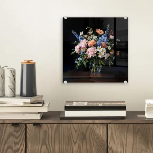 Pastel - Bloemen - Glazen - Vaas plexiglas 5mm klein -sfeer1