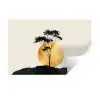 Zwarte boom - Gouden cirkel - Heuvel Muursticker klein -3d