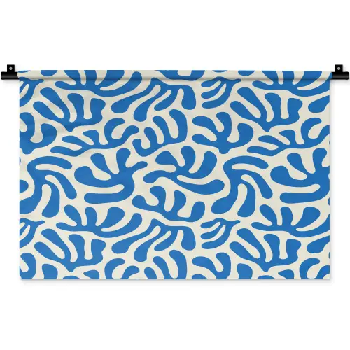Blauw - Abstract - Bladeren - Patroon Wandkleed katoen klein 269 -zz3d