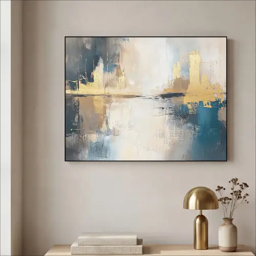 Abstract - Kunst - Goud Textielframe zwart klein -sfeer2