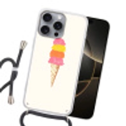Schepijs - Hoorntje - Illustratie - Minimalistisch Hoesje iPhone 16 Pro Max met koord klein -sfeer1