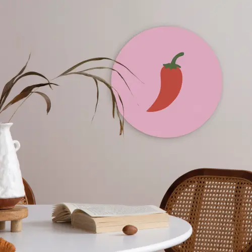 Peper - Rood - Illustratie Akoestische PET Vilt - Rond klein -sfeer3