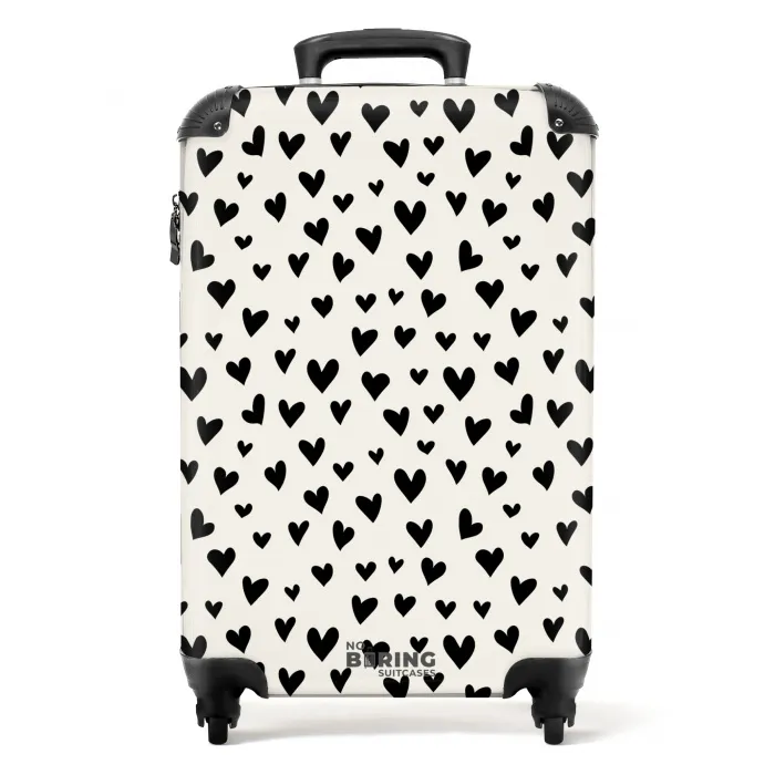 Valentijn harten patroon zwart NBS - Handbagage koffer - Kinderen Unisex middel -productfoto_recht