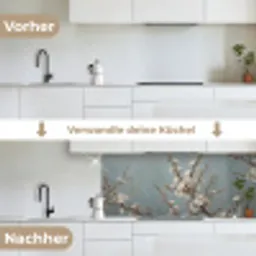 Botanisch - Stilleven - Blauw keuken achterwand 2 middel -voor-na_DE