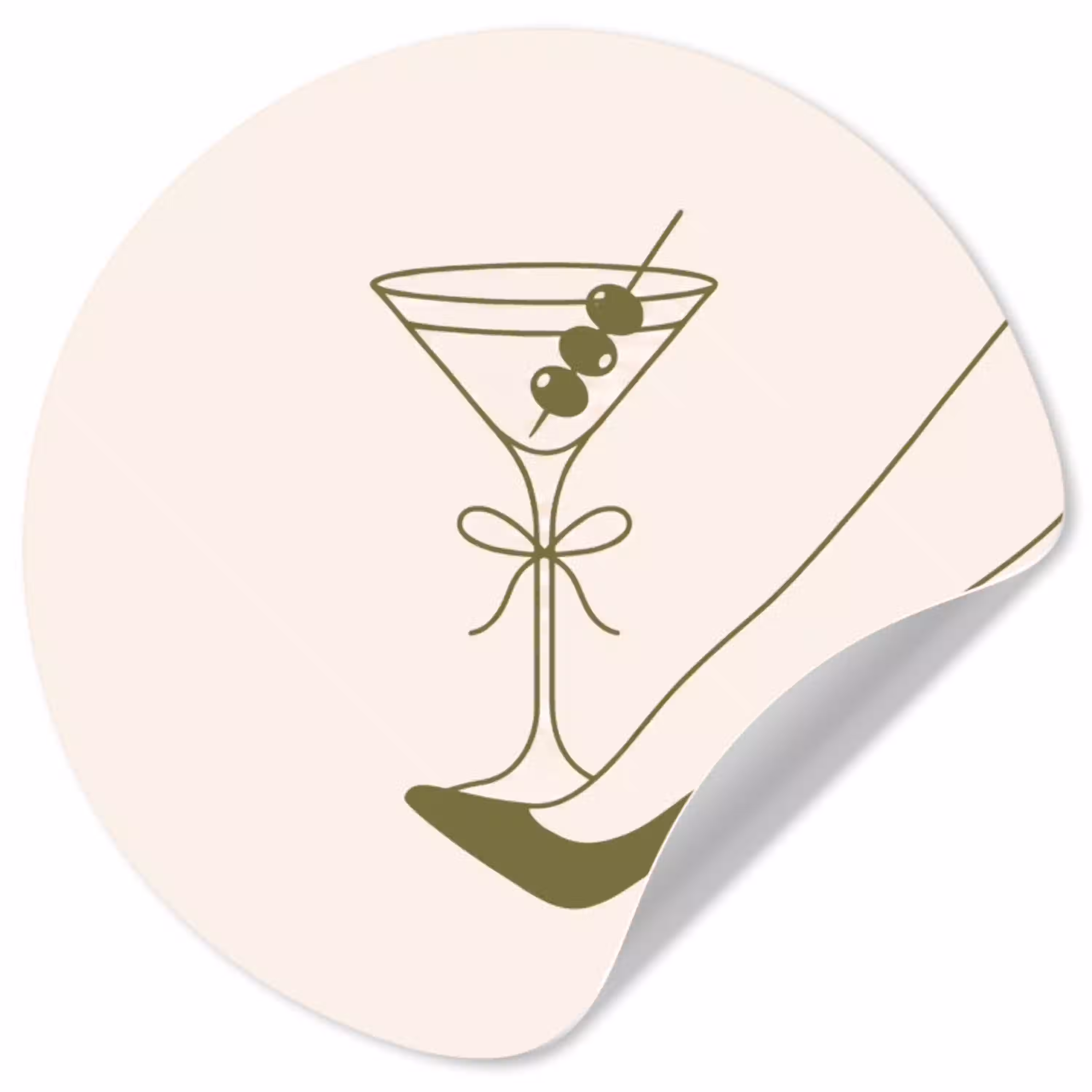 Drank - Martini - Hoge hak - Mode - Groen Wandcirkel behangsticker klein -3d