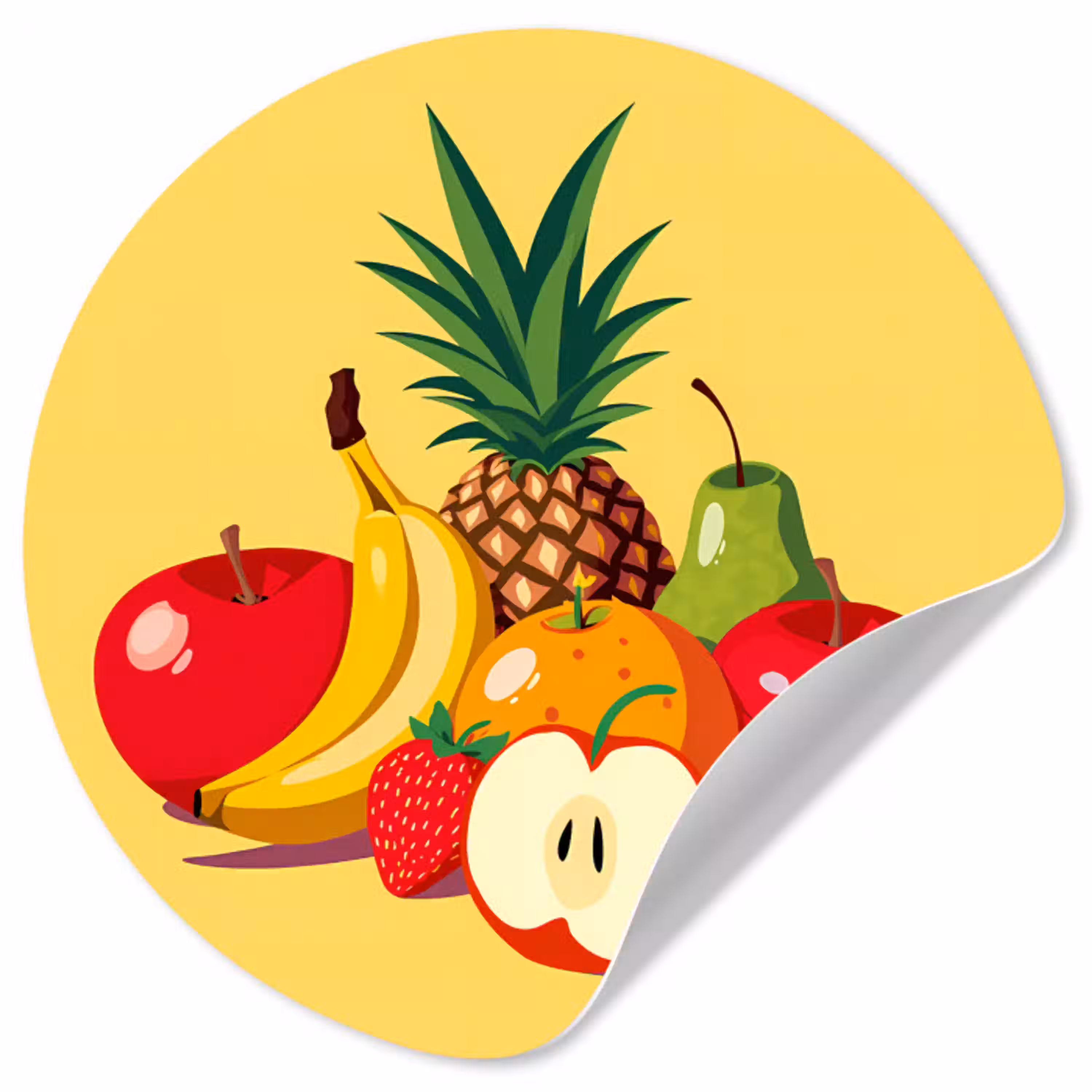 Fruit - Illustratie - Kleurrijk Wandcirkel behangsticker klein -3d