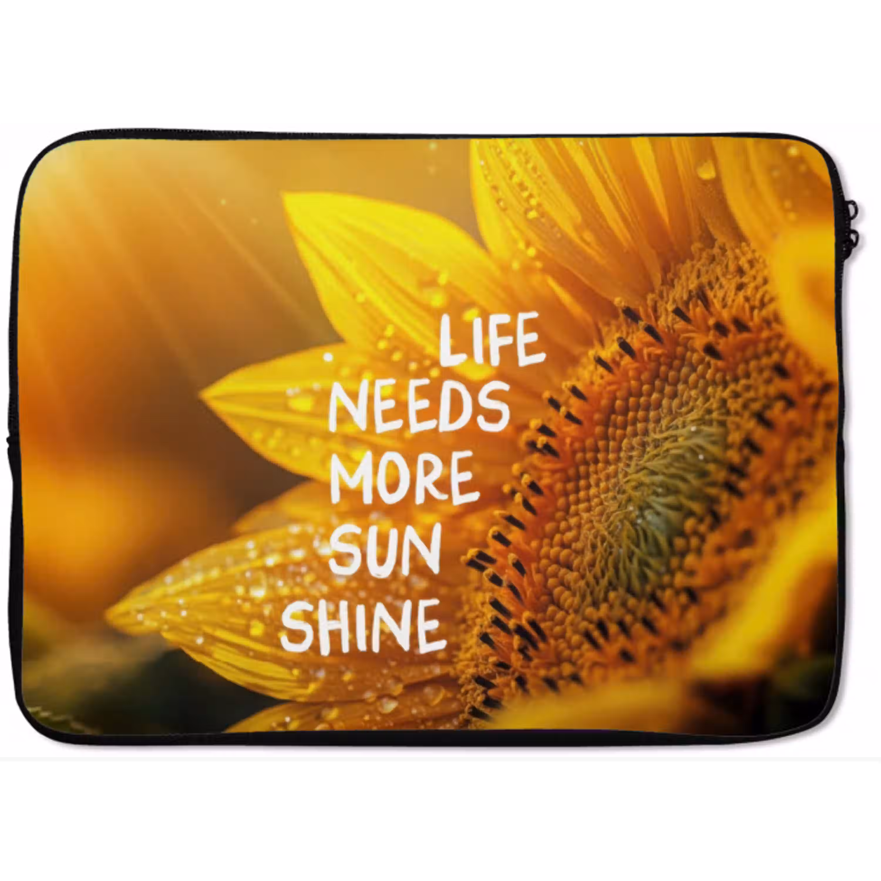 Zonnebloem - Close up - Geel - Quote laptophoes neopreen klein -zkaufland3dotto