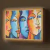 Hoofd - Olieverf - Schilderij - Kleurrijk Light Box met batterij (Wandlamp) middel -z3d_website