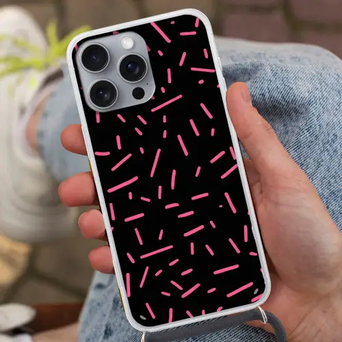 Gaming - Streepjes - Roze - Abstract Hoesje iPhone 16 Pro Max met koord klein -sfeer3