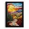 Mozaïek - Zon - Landschap - Dorp fotolijst zwart zonder passe partout klein -3d