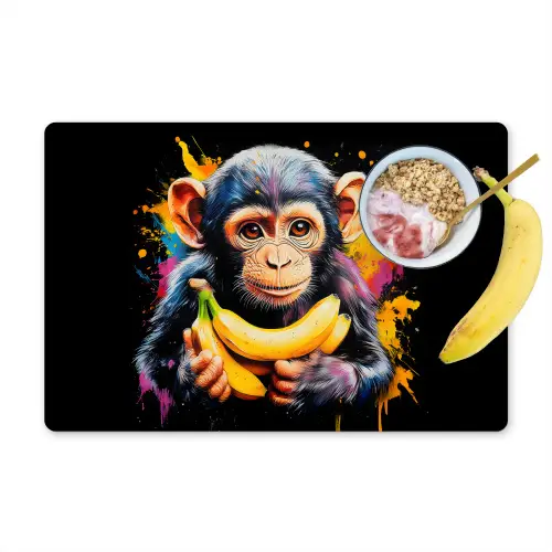 Aap - Graffiti - Kleurrijk - Bananen - Modern Placemat vinyl groot -zzzproduct_Kitchenyeah-website