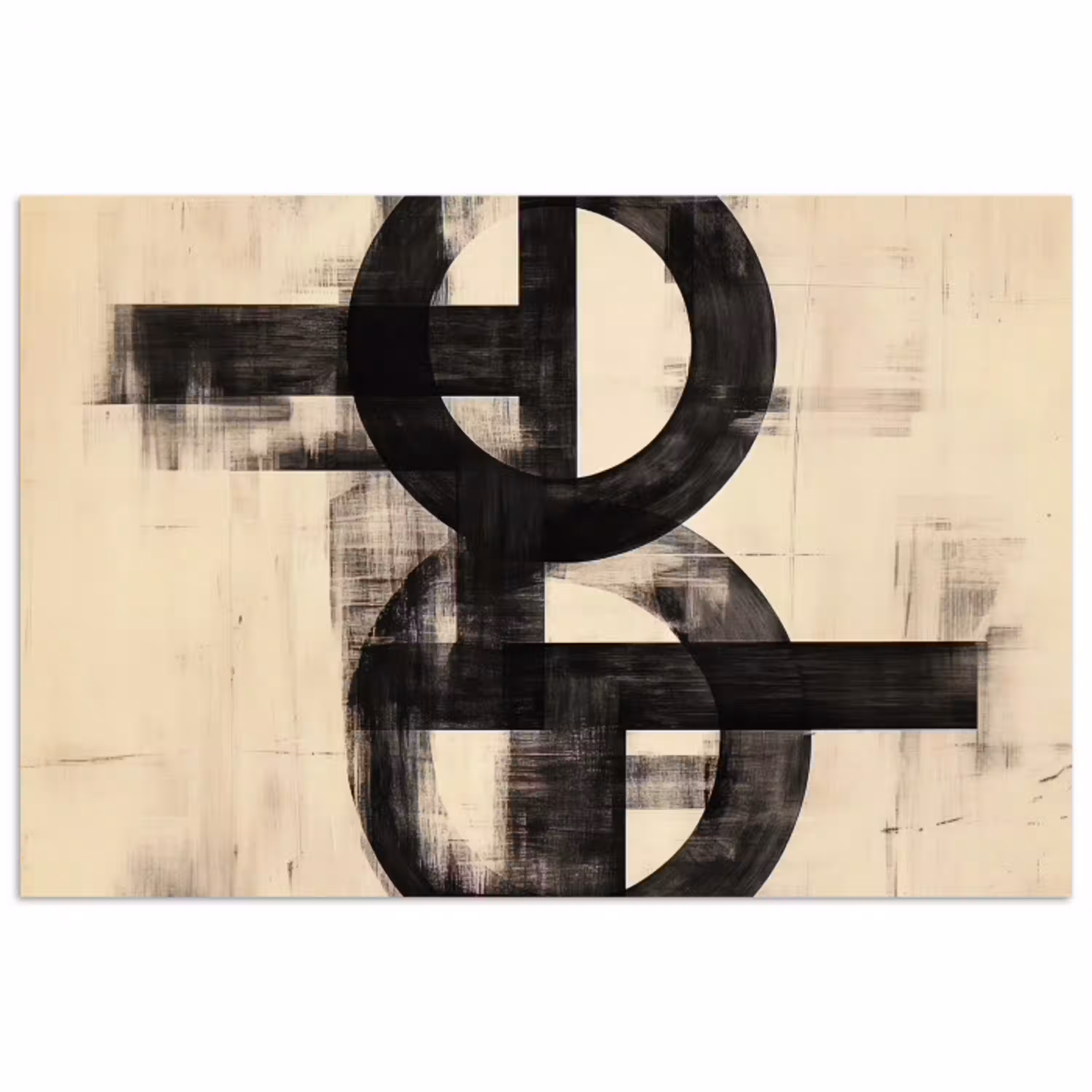 Cirkels - Balken - Zwart - Abstract poster papier klein -3d