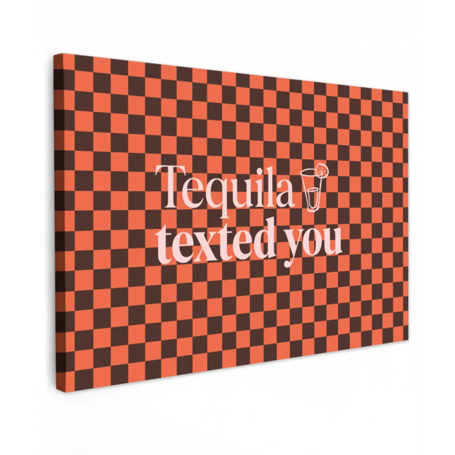 Tequila texted you - Glas - Vierkanten - Oranje canvas 2cm klein -z3d