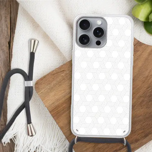 Grafisch - Patroon - Modern -  Driedubbel Hoesje iPhone 16 Pro Max met koord klein 804 -sfeer4