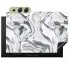 Wit - Marmer - Golvend - Grafiet Inductie beschemer met haakjes klein 777 -3d