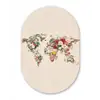Wereldkaart - Bloemen - Roze Wandcirkel Ovaal Glas middel -3d