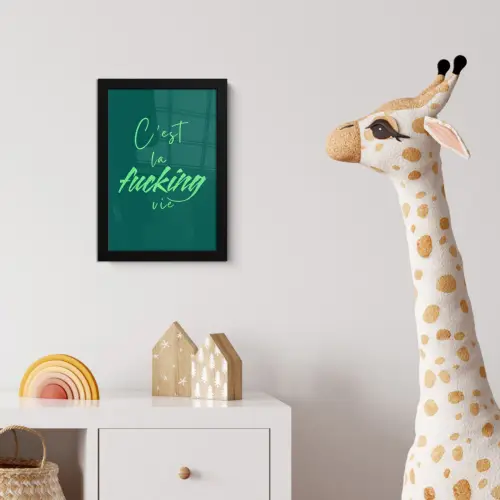 c'est la fucking vie - Groen - Handgeschreven fotolijst zwart zonder passe partout klein -usfeer4_kinderkamer
