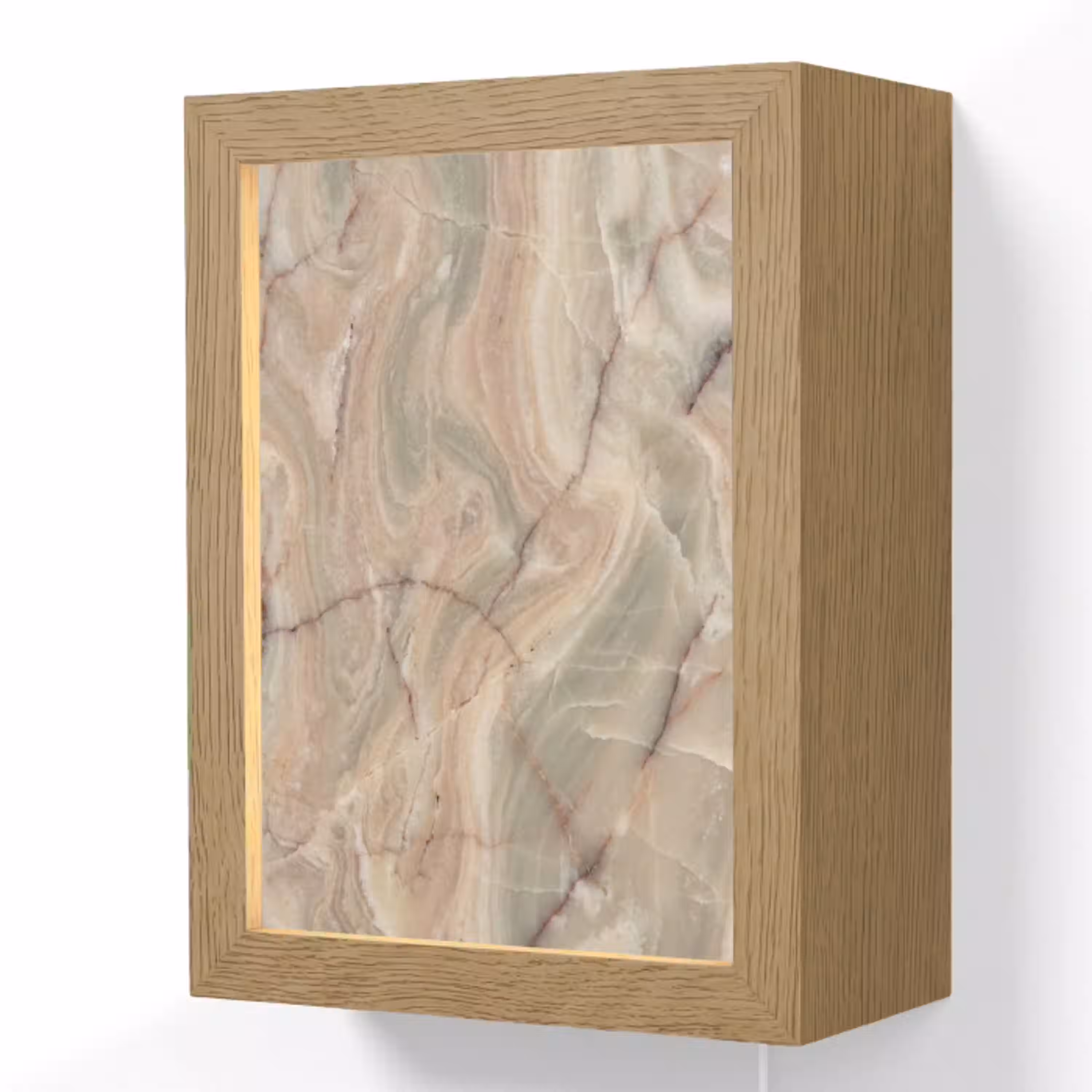 Marmer - Patroon - Abstract - Beige - Groen Light Box met kabel (Wandlamp) klein -3d