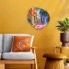 Geel - Blauw - Oranje - Huis Wandcirkel Organisch Forex 3mm klein -sfeer4