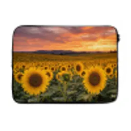 Zonnebloemen - Heuvellandschap - Geel laptophoes neopreen klein -3d