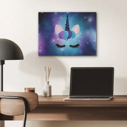 Eenhoorn - Sterrenstelsel - Magisch - Blauw PET vilt klein -sfeer5