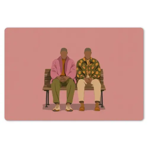 Illustratie - Bankje - Personen - Minimalistisch Placemat vinyl groot -zzsfeer1_Kitchenyeah-website