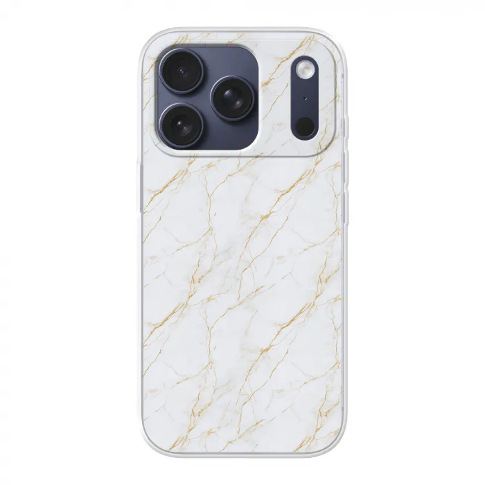 Wit - Marmer - Goud - Luxueus Telefoonhoesje iPhone 17 Pro klein 878 -3d