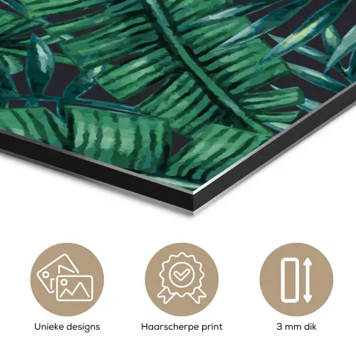 Bladeren - Tropical - Jungle aluminium wit klein -closeup_NL