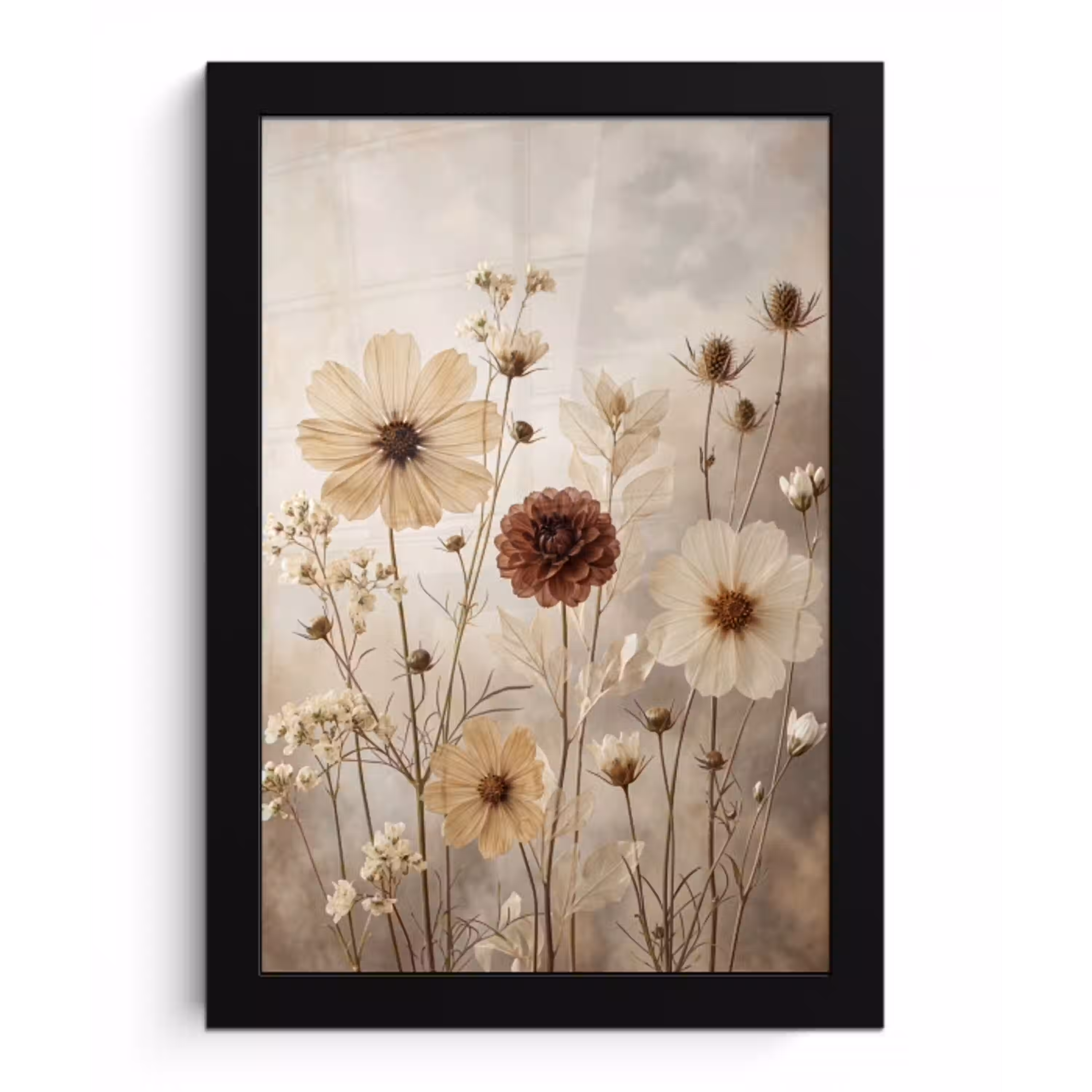 Wilde bloemen - Botanisch - Vintage - Natuur - Rustiek fotolijst zwart zonder passe partout klein -3d