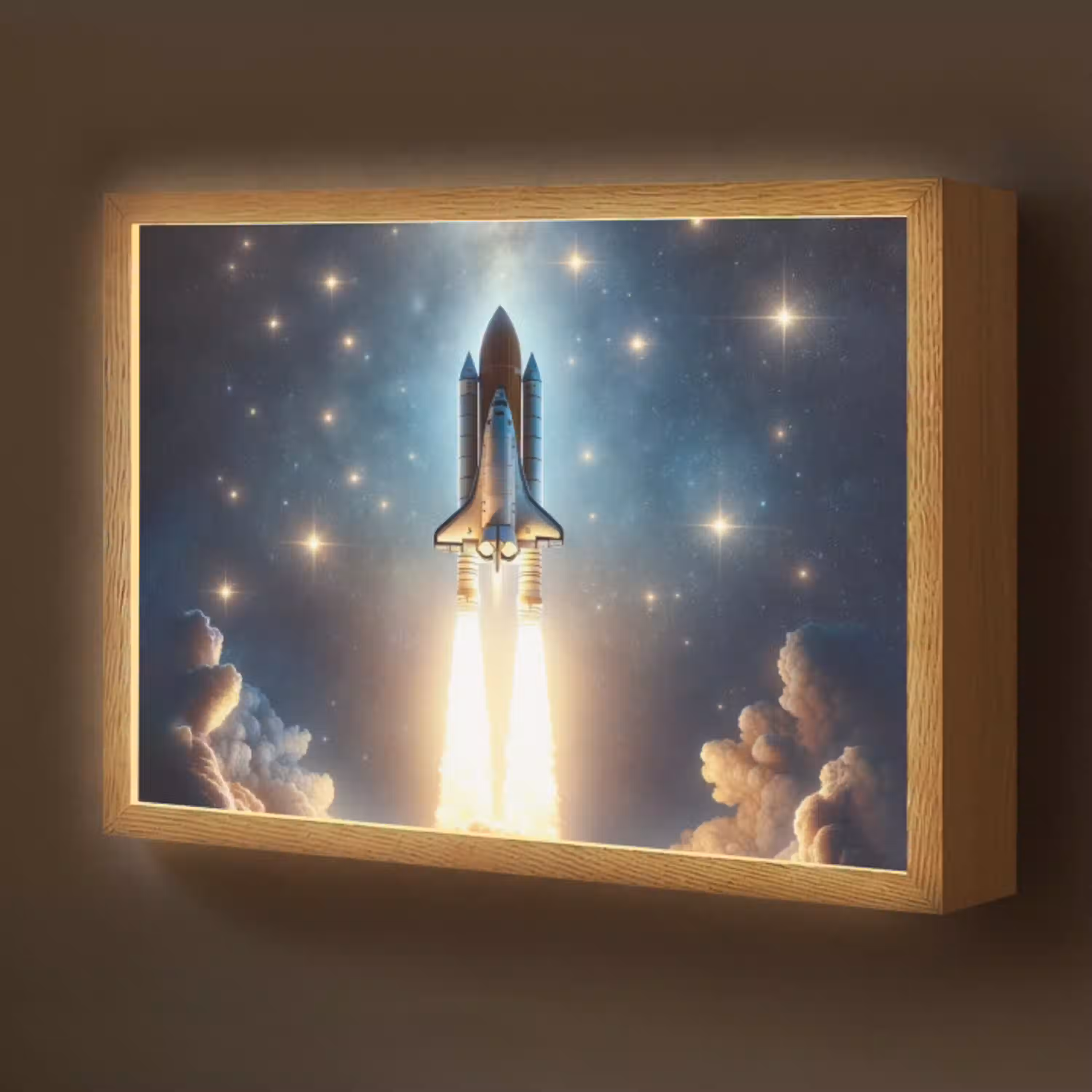 Ruimtevaart - Raket - Space - Sterren Light Box met batterij (Wandlamp kind) middel -z3d_website
