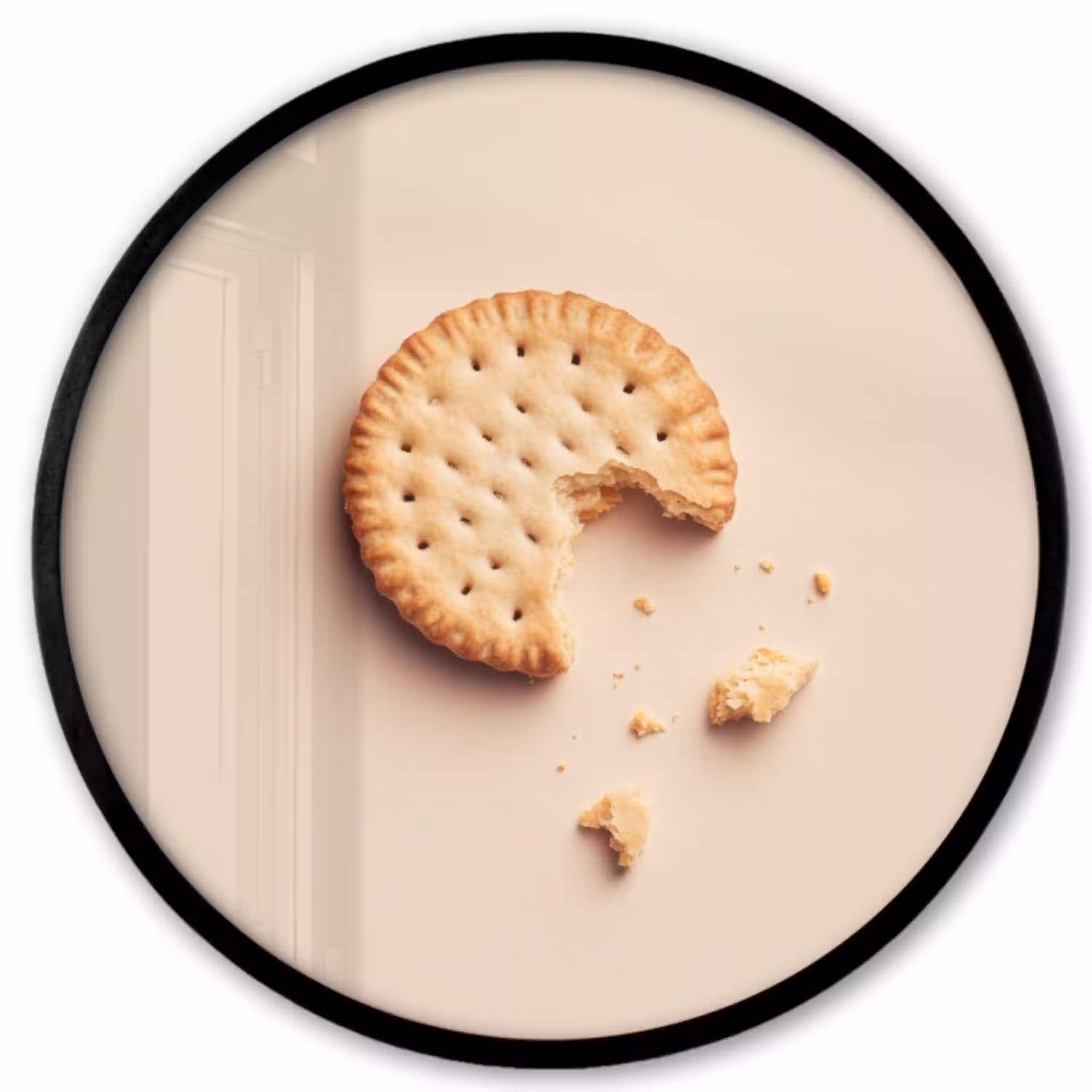 Koekje - Kruimels - beige Fotolijst rond zonder passe partout klein -3d