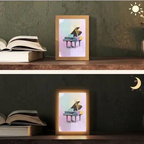 Piano - Pastel - Elegant - Dromerig Light Box met kabel (Tafellamp) klein -sfeer3
