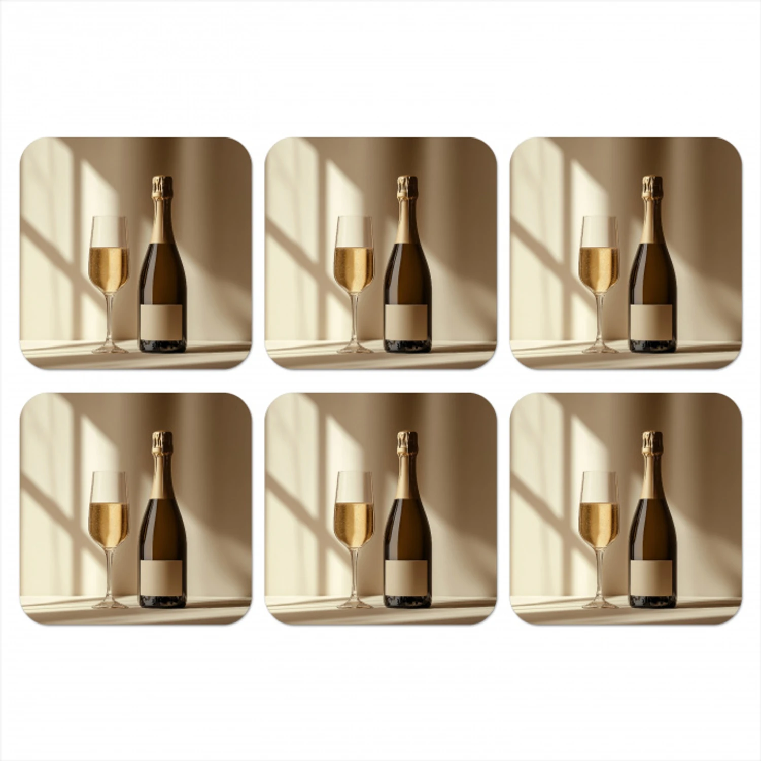 Champagne - Beige - Schaduw - Bubbels onderzetter kurk middel -3d