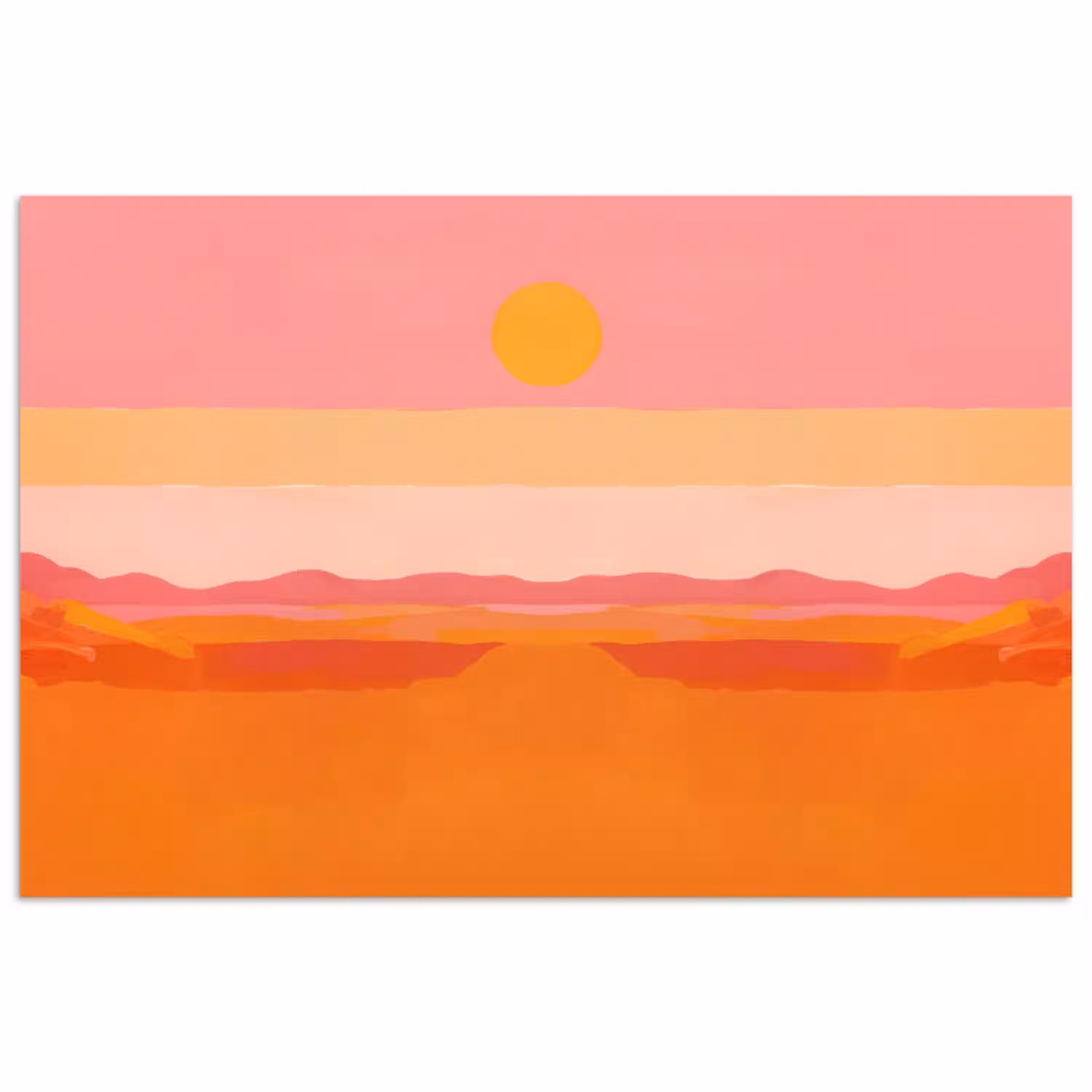 Zon - Abstract - Landschap - Oranje poster papier klein -3d