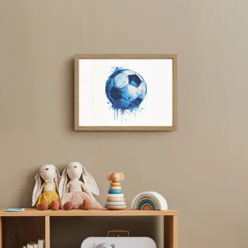 Voetbal - Blauw - Inkt - Spatten Light Box met batterij (Wandlamp kind) middel -sfeer2_kind