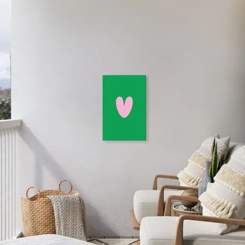 Groen - Hart - Minimalistisch - Valentijn Tuinposter op houten frame 2 cm dik klein -sfeer1