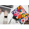 Bloemen - Kleurrijk - Stippen laptophoes neopreen klein -bureau