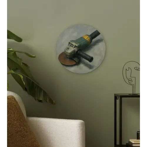 Haakse slijper - Schilderij - Gereedschap Wandcirkel kunststof plaat 5mm dik klein -sfeer3