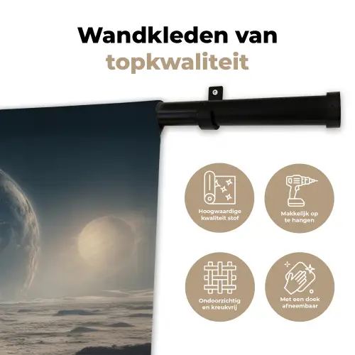 Maan - Kat - Astronaut - Ruimte Wandkleed katoen klein -sfeer2