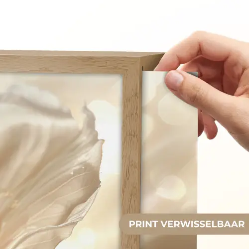 Bloem - Wit - Glitter - Goud - Modern Light Box met batterij (Wandlamp) middel -USP_websiteprintNL