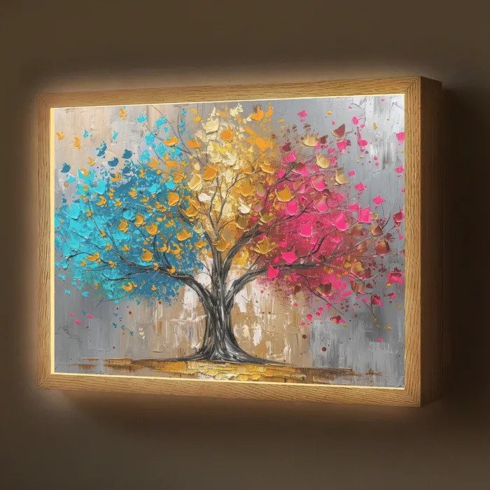 Boom - Kleurrijk - Grijs - Modern Light Box met batterij (Wandlamp) middel -z3d_website