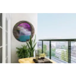 Bloemen - Regenboog - Waterval - Doorkijk Wandcirkel tuinposter met ringen klein -buiten1