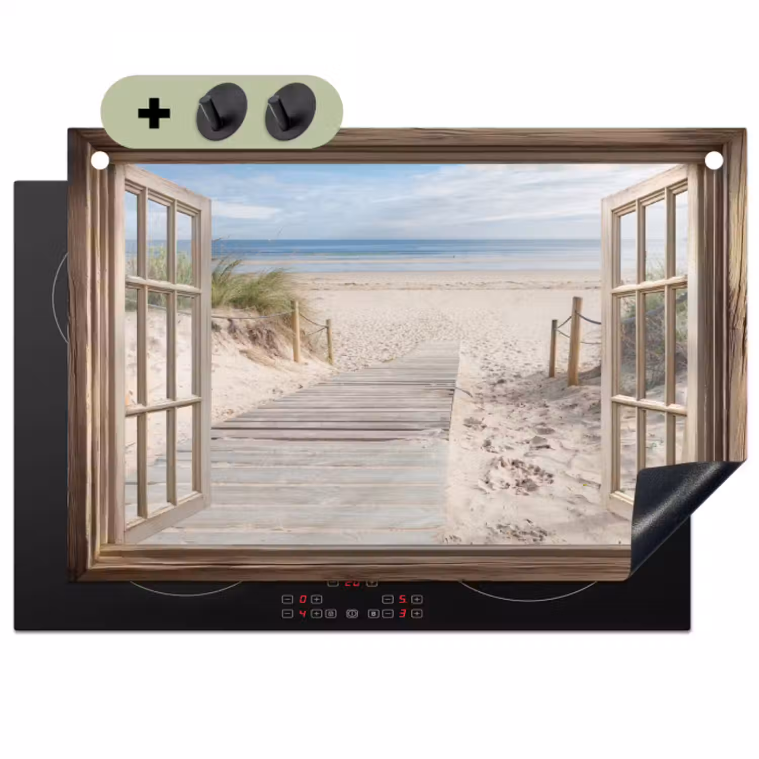 Inductie beschermer en spatscherm (2in1) - Doorkijk - Strand - Duinen - Pad - Landschap