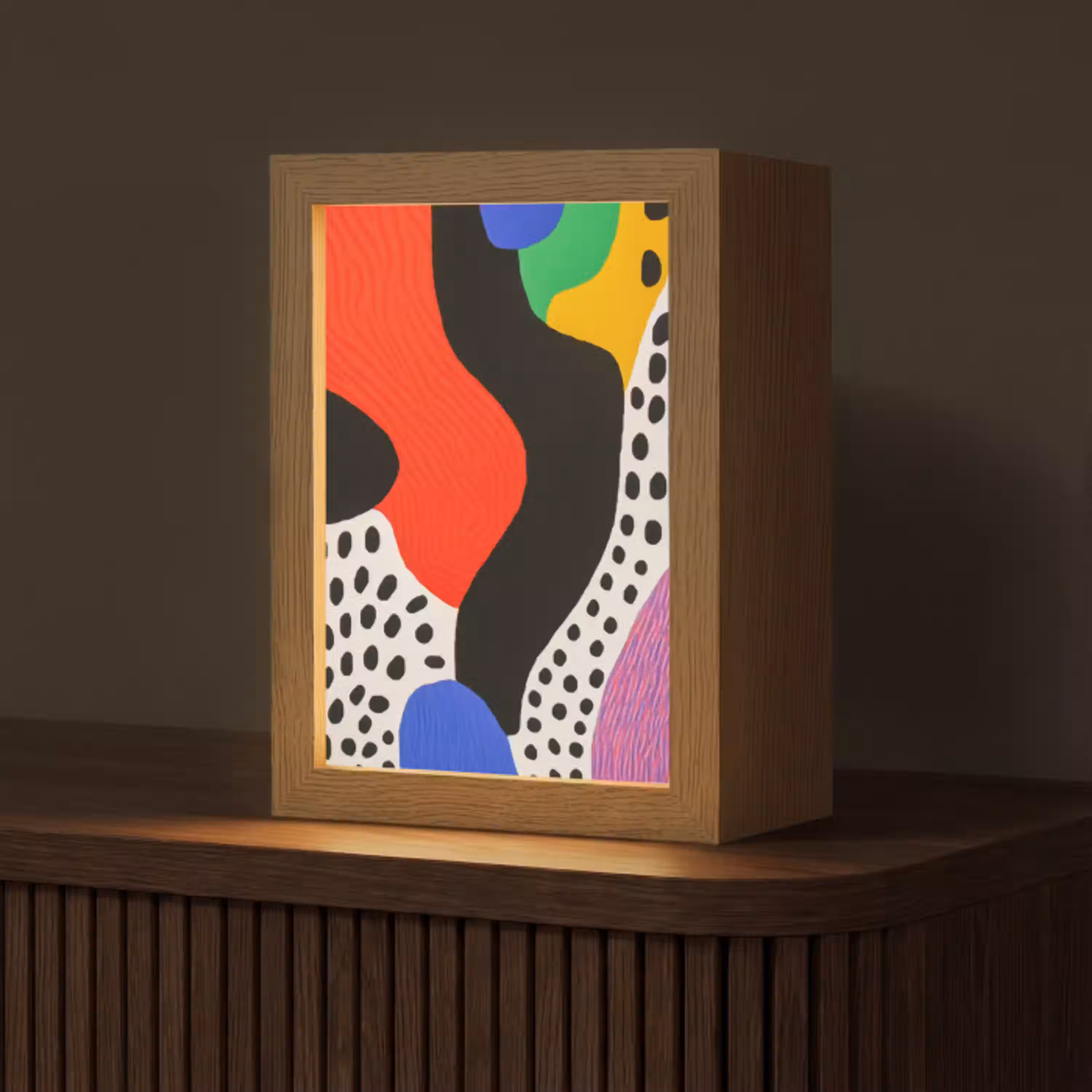 Abstract - Vormen - Kleuren - Stippen Light Box met kabel (Tafellamp) klein -z3d_website